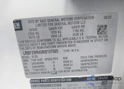 2022 Buick Envision Fwd Essence from USA, damaged, VIN LRBFZNR49ND137925